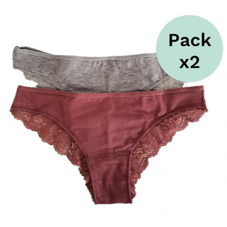 PACK X2 BRAGUITA ALGODON Y ENCAJE, COTONELLA.
