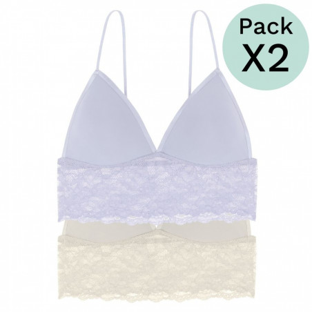 packx2 bralette encaje sin aro y relleno, crystal de dorina.