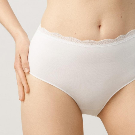 High-Waist Cotton and Lace Brief, ysabel mora.