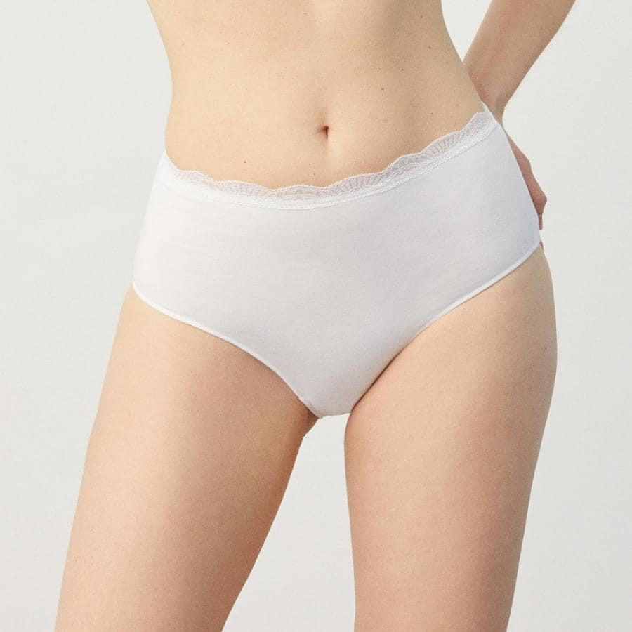 High-Waist Cotton and Lace Brief, ysabel mora.