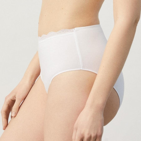 High-Waist Cotton and Lace Brief, ysabel mora.