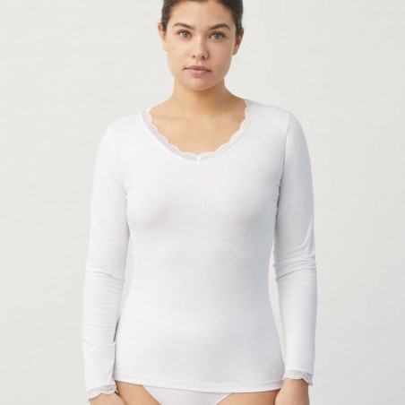 Long Sleeve Cotton and Lace Undershirt, ysabel mora.