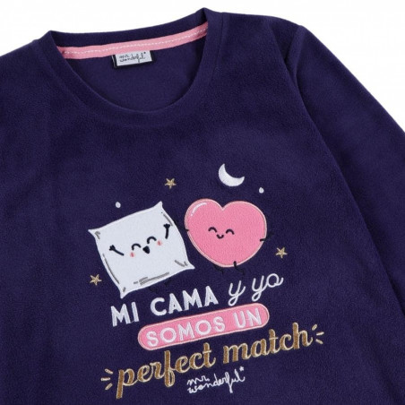 PIJAMA NIÑA INVIERNO POLAR, "MI CAMA Y YO HACEMOS UN PERFECT MATCH". MR. WONDERFUL. LIMITED EDITION.