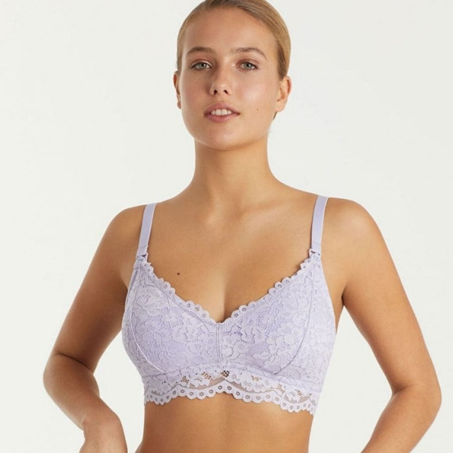 sujetador estilo bralette lactancia, sin aros y relleno extraíble, promise.