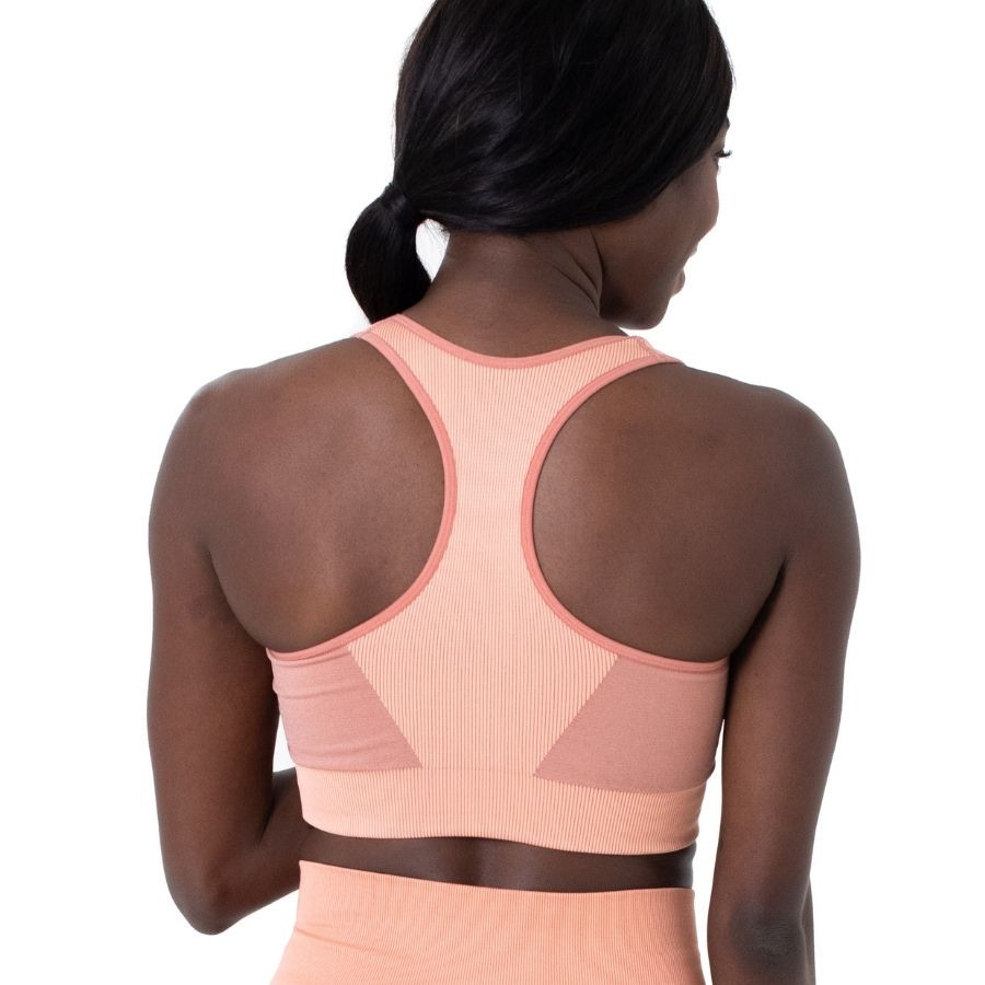 sports bra, medium support, non wired, removable padded, antelope, dorina.