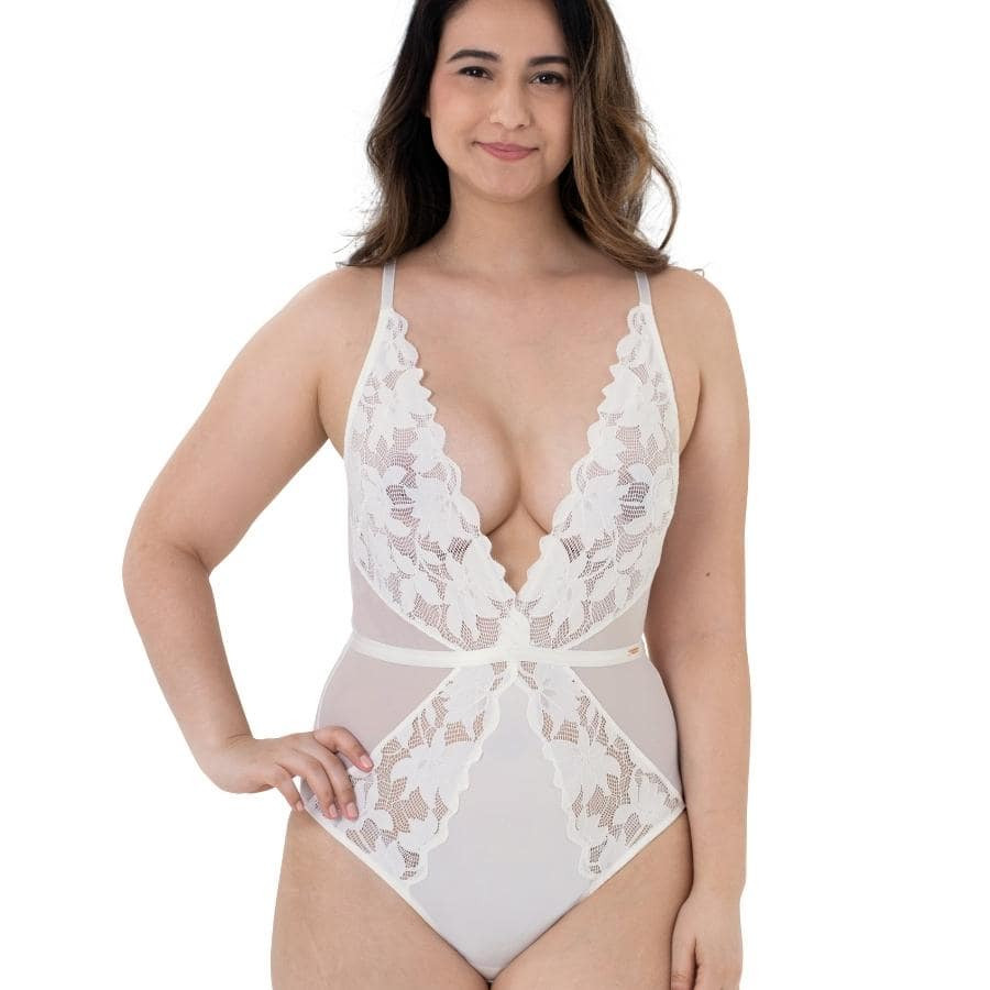 body super escotado de encaje sin aros, lilias de dorina.