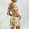 Short Floral Playsuit with Puff Sleeves, ysabel mora Short Floral Playsuit with Puff Sleeves, ysabel mora