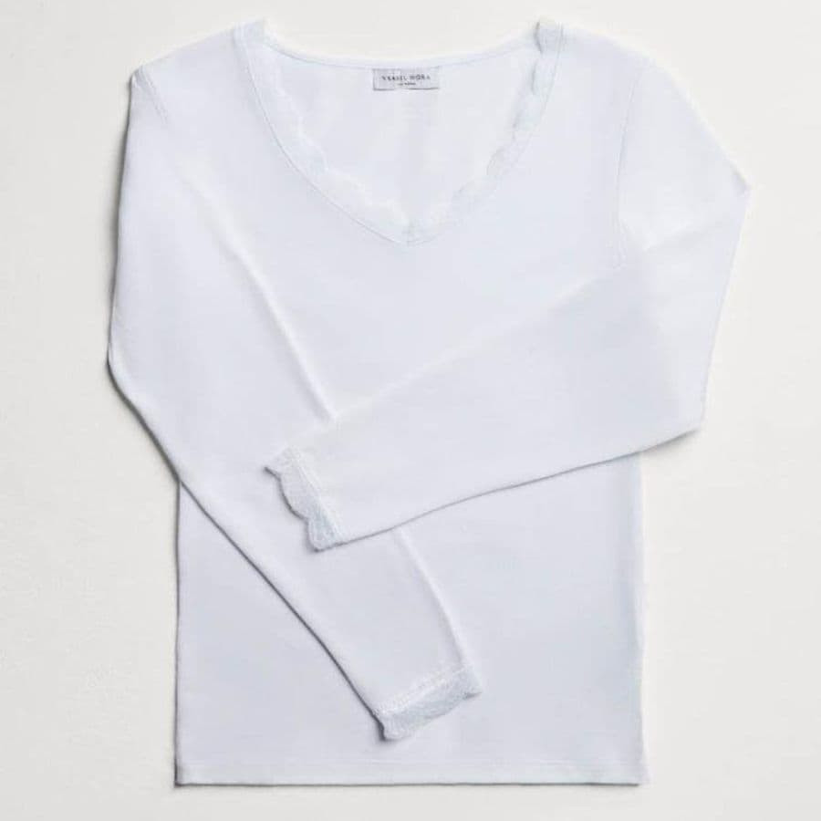 Long Sleeve Cotton and Lace Undershirt, ysabel mora.