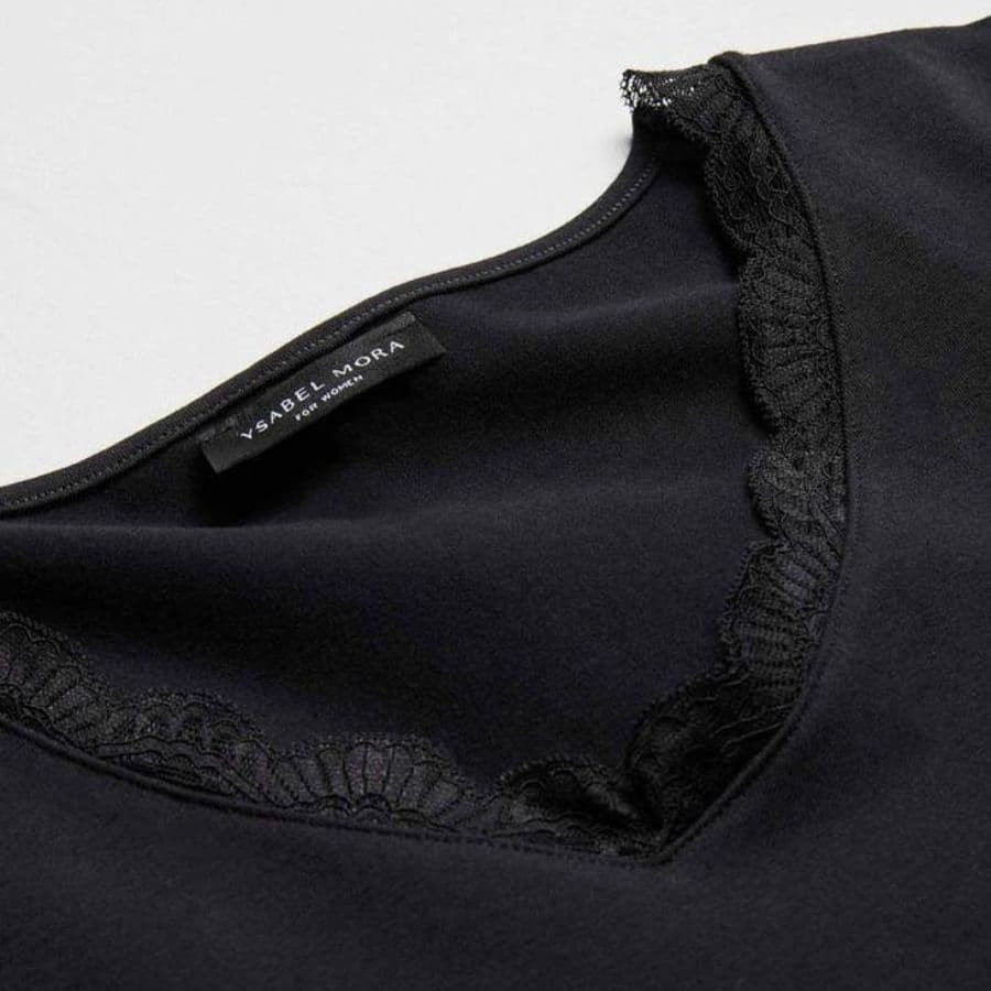 camiseta interior manga larga algodón y encaje de ysabel mora.