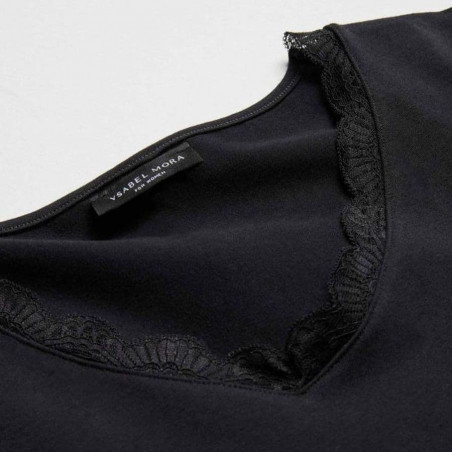 camiseta interior manga larga algodón y encaje de ysabel mora.