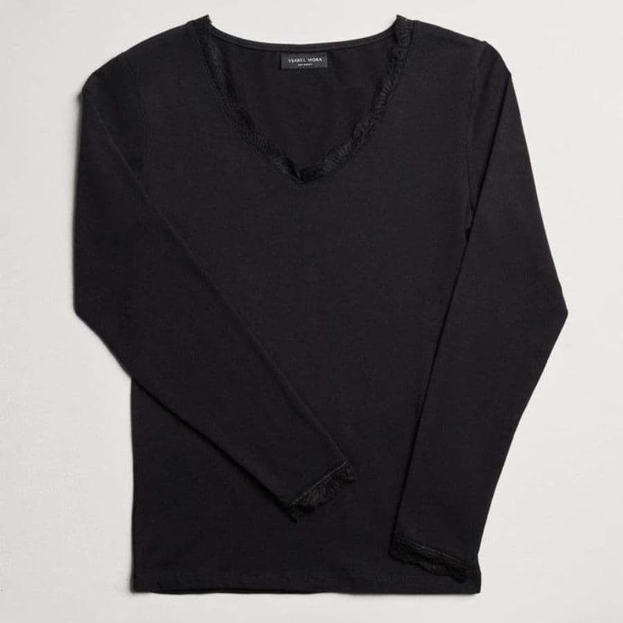 Long Sleeve Cotton and Lace Undershirt, ysabel mora.