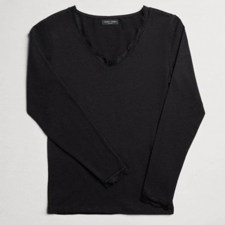 Long Sleeve Cotton and Lace Undershirt, ysabel mora.