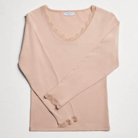 Long Sleeve Cotton and Lace Undershirt, ysabel mora.