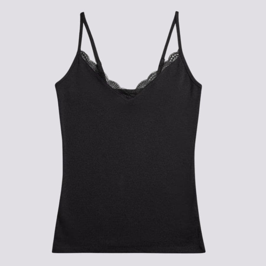 Fine Strap Cotton and Lace Undershirt, ysabel mora.
