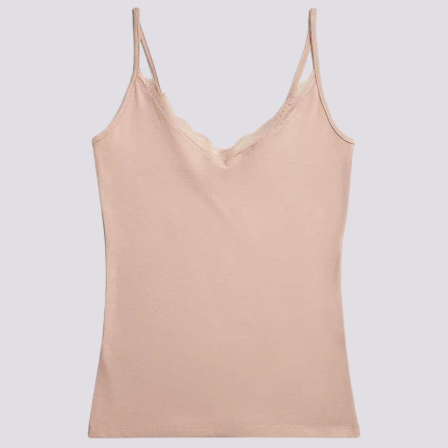 Fine Strap Cotton and Lace Undershirt, ysabel mora.