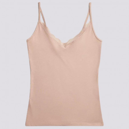 Fine Strap Cotton and Lace Undershirt, ysabel mora.