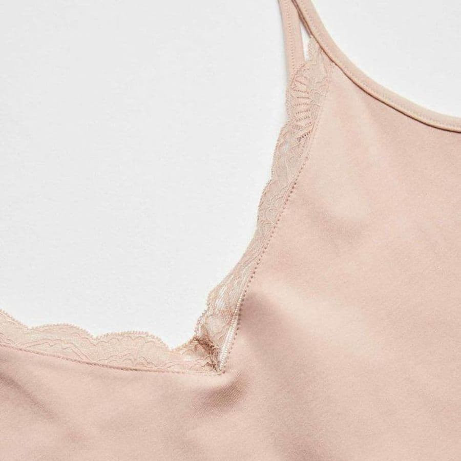 Fine Strap Cotton and Lace Undershirt, ysabel mora.