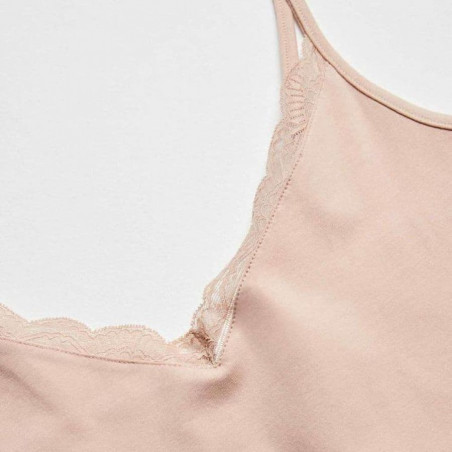 Fine Strap Cotton and Lace Undershirt, ysabel mora.
