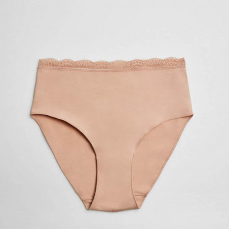High-Waist Cotton and Lace Brief, ysabel mora.