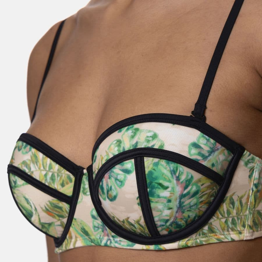 copa bikini bandeau estampado tropical, mokolo de dorina.