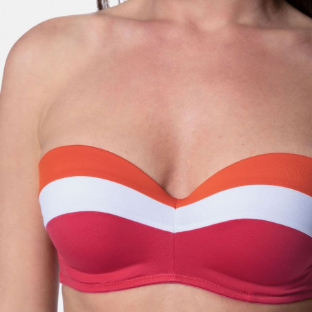 copa bikini sin tirantes tricolor, lawaki de dorina.
