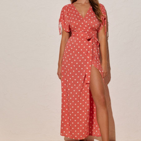 Long Wrap Dress with Polka Dot Print, ysabel mora.