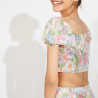 Floral Crop Top and Short Skirt Set , ysabel mora.