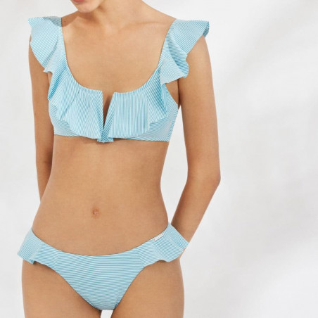 conjunto bikini rayitas sin aros, copa b de ysabel mora.