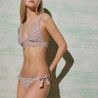 conjunto bikini triángulo rayas, copa b, sin aros, ysabel mora.