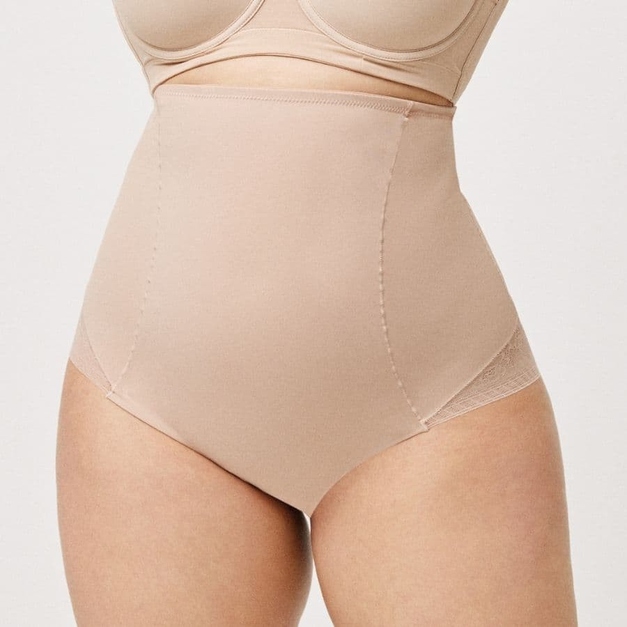 High-Waist Lace Shaping Brief with Tummy Control, ysabel mora.