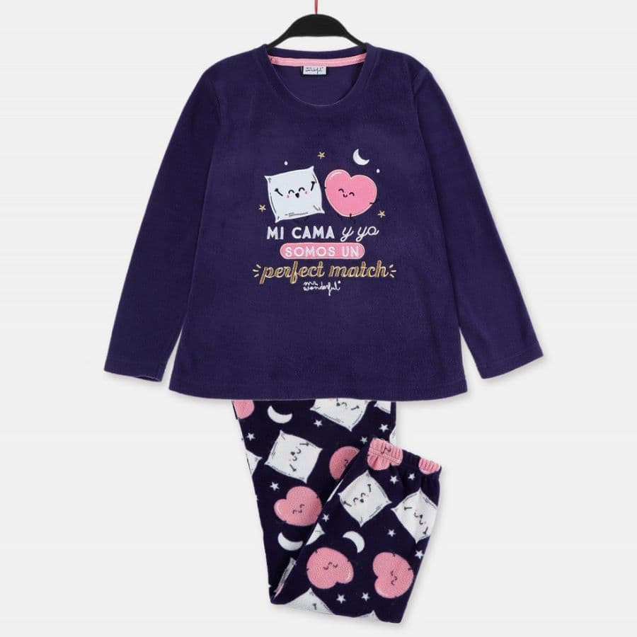 pijama niña polar, "mi cama y yo". mr. wonderful.
