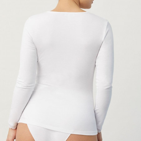 Long Sleeve Cotton and Lace Undershirt, ysabel mora.