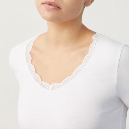 Long Sleeve Cotton and Lace Undershirt, ysabel mora.