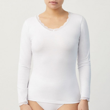 Long Sleeve Cotton and Lace Undershirt, ysabel mora.