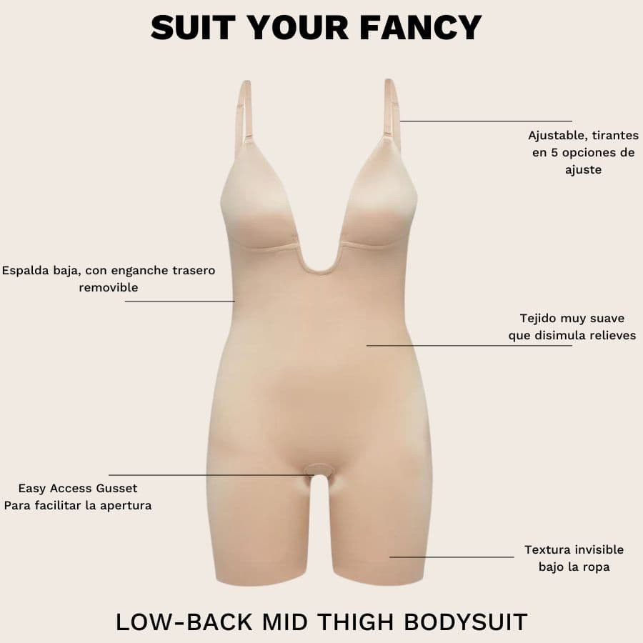 Backless, low-cut, trouser cut bodysuit, spanx.