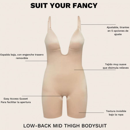 Body invisible super escotado y sin espalda, corte pantalón, spanx