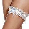 Liga para novia de encaje floral y lacito azul de selene.