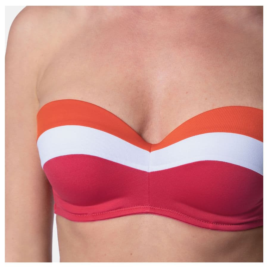 copa bikini sin tirantes tricolor, lawaki de dorina.