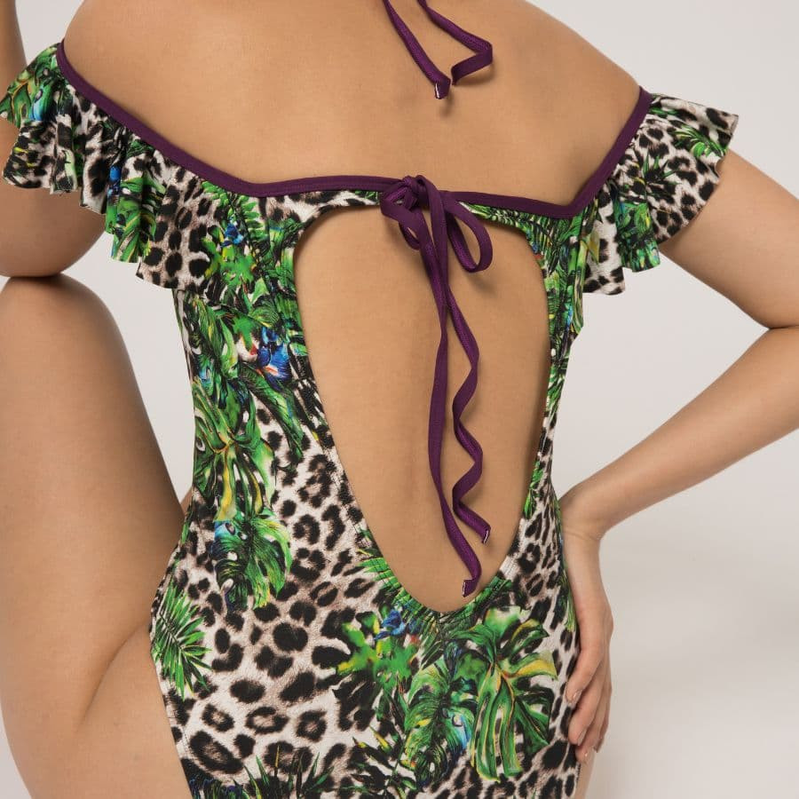 bañador volantes estampado tropical, koani de dorina.