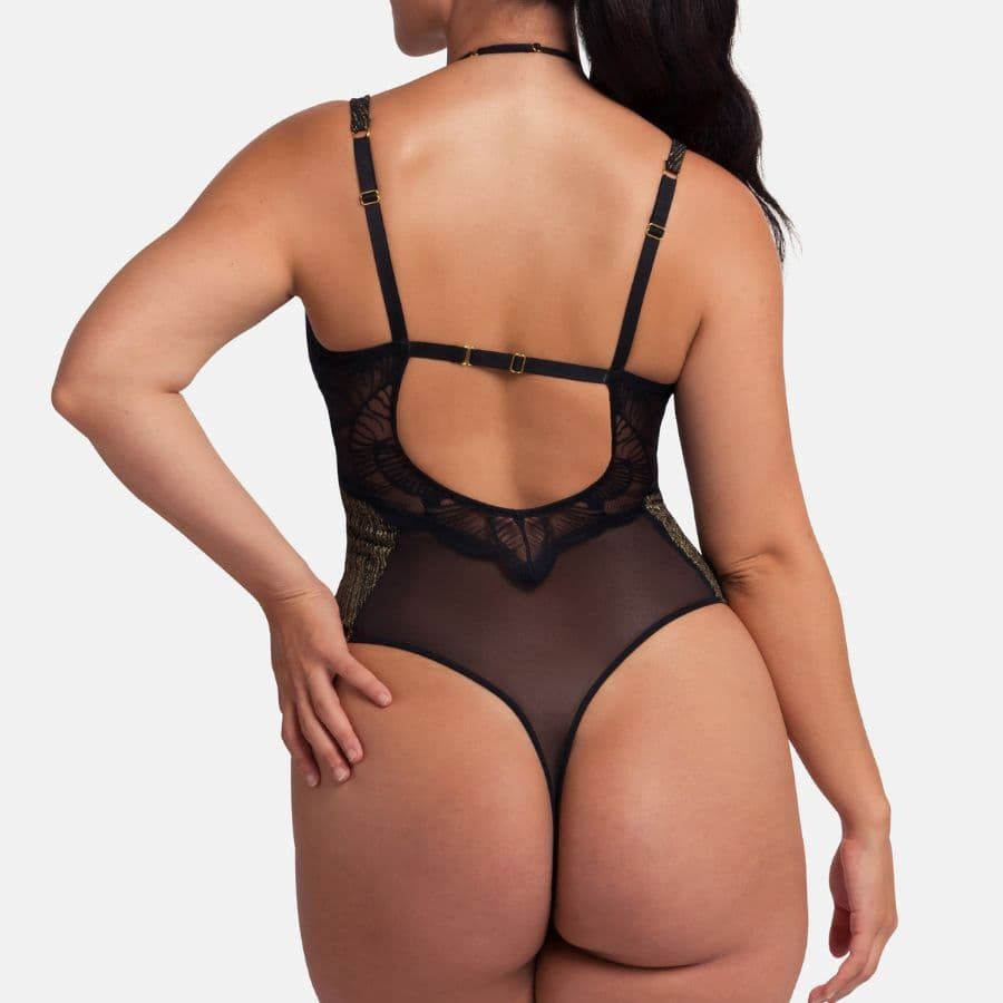 Body lencero corte tanga, con aros, bailey de dorina.