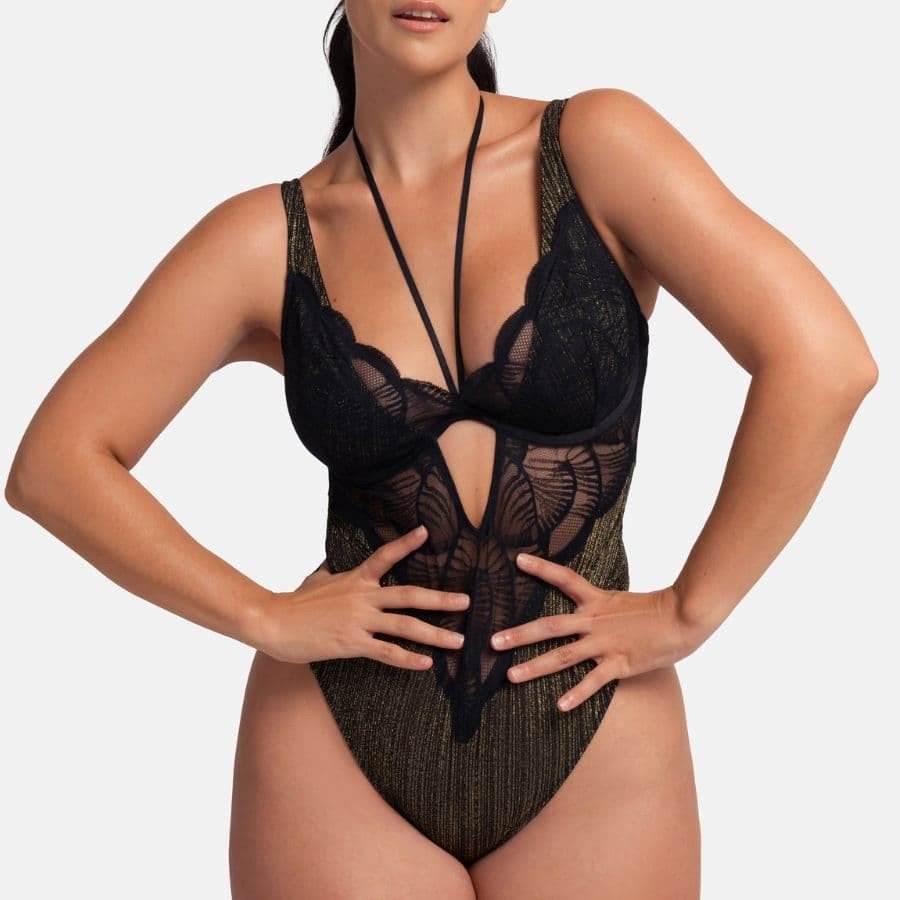 Body lencero corte tanga, con aros, bailey de dorina.