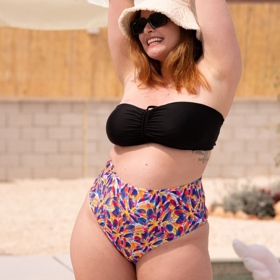 Strapless bikini top, non wired, removable padded, singular swim.