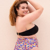 Copa Bikini Bandeau Negra + Braga Alta Moldeadora Estampada, Singular Swim.