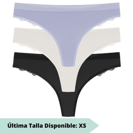 packx3 braguitas corte tanga encaje, crystal de dorina.