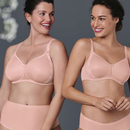 minimizer bra, non wired, padded, lace rose, rosa faia.