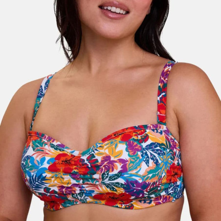 Strapless bikini top + bikini briefs waist ropes, sans complexe.