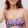 Conjunto bikini sin tirantes, copa d, relleno fino, ilha da flores, ysabel mora.