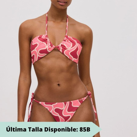 Conjunto bikini bandeau, copa b, sin aros y relleno fino extraíble, arosa, ysabel mora.