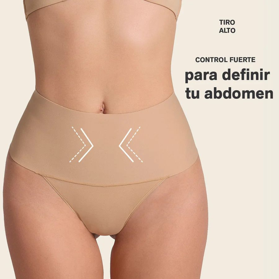 High-waisted thong, strong compression & invisible finish, leonisa.