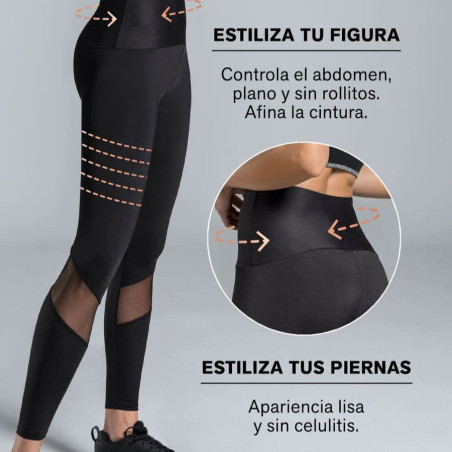 High-waisted sports legging with compression, leonisa